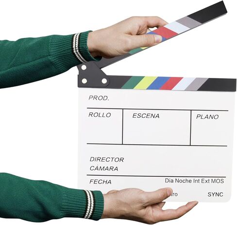 11.8" x 10.6" Movie Clapper Board, Wooden Directors Movie Clapboard, Reusable Film Slate Cut Action Scene Clapper Board for Photo Prop Studio Video TV Theater Acting Stuff in Kuwait