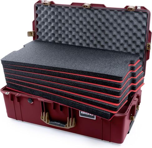 Pelican Air 1615 Case - Oxblood (Empty) with Desert Tan Handles & Push Button Latches in Saudi Arabia