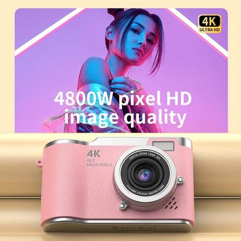 كاميرا رقمية 4K HD مطورة 2026، كاميرا ريترو محمولة مدمجة بدقة 48 ميجابكسل للتصوير الفوتوغرافي والسفر، مثالية للطلاب المبتدئين، كاميرات التصوير الفوتوغرافي in Kuwait