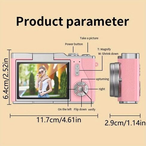 كاميرا رقمية 4K HD مطورة 2026، كاميرا ريترو محمولة مدمجة بدقة 48 ميجابكسل للتصوير الفوتوغرافي والسفر، مثالية للطلاب المبتدئين، كاميرات التصوير الفوتوغرافي in Kuwait
