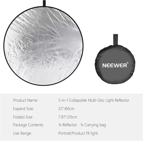 NEEWER 22 بوصة/60 سم ناشر عاكس للضوء + N12L إصدار مستوى الدخول فلاش صغير مع ضوء ملء فيديو LED متوافق مع كاميرات Canon Fujifilm Sony Nikon Standard Hot Shoe، 5 في 1 قرص متعدد مع حقيبة in Kuwait