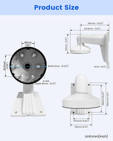 KU-DS-1273ZJ-140 دعامة تثبيت معدنية على الحائط ذراع من سبائك الألومنيوم لكاميرا أمان IP على شكل قبة، وأقواس تركيب كاميرات المراقبة in Kuwait