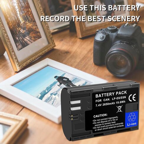 2 حزمة بطارية بديلة LP-E6 LP-E6N متوافقة مع Canon EOS R، R5، R6، Ra، XC10، XC15، 5D Mark II/III/IV، 5DS، 5DS R، 6D، 60D 60DA، 6D Mark II، 7D، 7D Mark II، 70D، 80D، 90D كاميرات 2650 مللي أمبير في الساعة in Kuwait