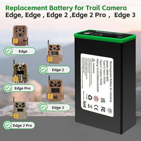 3Pack 5000mAh Power Mag Replacement Battery for Moultrie Edge, Edge Pro, Edge 2, Edge 2 Pro, Edge 3 Cellular Trail Cameras, USB-C & Solar Panel Charging in Kuwait