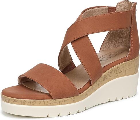 SOUL Naturalizer Womens Goodtimes Crisscross Strappy Wedge Sandal , Toffee Brown Smooth, 8.5 M in Kuwait