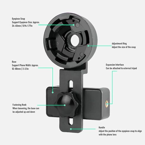 Haofy Phone Adapter for Binoculars Multi Purpose Telescope Phone Holder with 24 45mm Eyepiece Fit Stable Video Recording Photo Capture for Vlogging Tripod Use in Kuwait