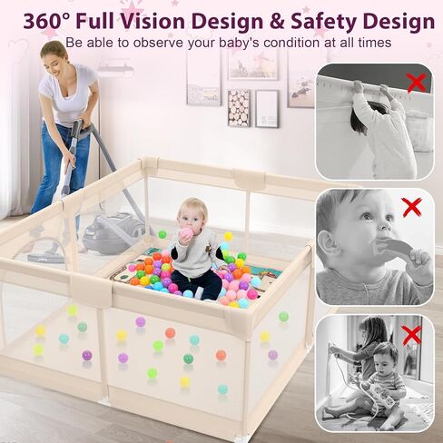 OMZER 50x50 Baby Playpen للرضع والأطفال الصغار - روضة للأطفال الصغار مع غطاء شبكي ناعم قابل للتنفس - ساحات لعب سياج للأطفال للأماكن الداخلية والخارجية المضادة للسقوط in Kuwait