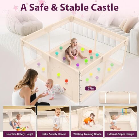 OMZER 50x50 Baby Playpen للرضع والأطفال الصغار - روضة للأطفال الصغار مع غطاء شبكي ناعم قابل للتنفس - ساحات لعب سياج للأطفال للأماكن الداخلية والخارجية المضادة للسقوط in Kuwait