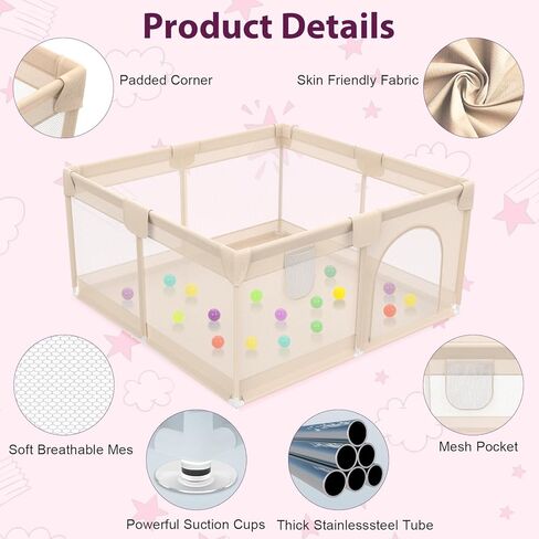 OMZER 50x50 Baby Playpen للرضع والأطفال الصغار - روضة للأطفال الصغار مع غطاء شبكي ناعم قابل للتنفس - ساحات لعب سياج للأطفال للأماكن الداخلية والخارجية المضادة للسقوط in Kuwait