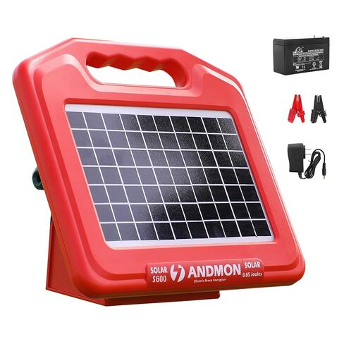 ANDMON 30 Miles Solar Fence Charger, 0.53 Joule Solar Electric Fence Charger for Livestock, Horses, Cattle Sheep, Solar Powered Electric Fence with Dual Input, Easy Installation in Saudi Arabia
