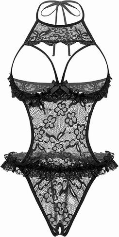 Avidlove Sexy Lingerie for Women Halter Neck One Piece Teddy Bodysuit Lace Mini Babydoll Sleepwear in Saudi Arabia
