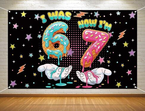 6 7 Birthday Party Decoration Blue Checkered I was 6 Now I'm 7 Photo Booth Backdrop Boy School Classroom Background Banner Wall Decor (Blue Checkered, 3.6×5.9ft) in Saudi Arabia