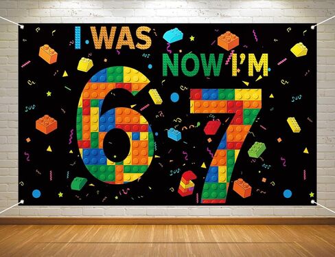 6 7 Birthday Party Decoration Blue Checkered I was 6 Now I'm 7 Photo Booth Backdrop Boy School Classroom Background Banner Wall Decor (Blue Checkered, 3.6×5.9ft) in Saudi Arabia