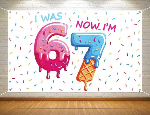 6 7 Birthday Party Decoration Blue Checkered I was 6 Now I'm 7 Photo Booth Backdrop Boy School Classroom Background Banner Wall Decor (Blue Checkered, 3.6×5.9ft) in Saudi Arabia