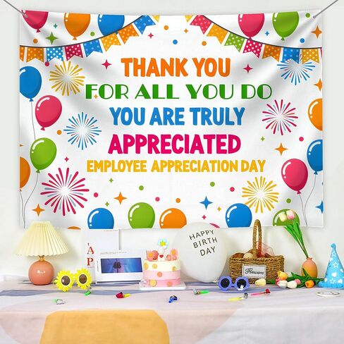 We Appreciate You Banner Employee Appreciation Day Backdrop You are Appreciated Staff Team Appreciation Week Background We Appreciate You Blue Gold Photoshoot Banner Props 73x42inch in Saudi Arabia