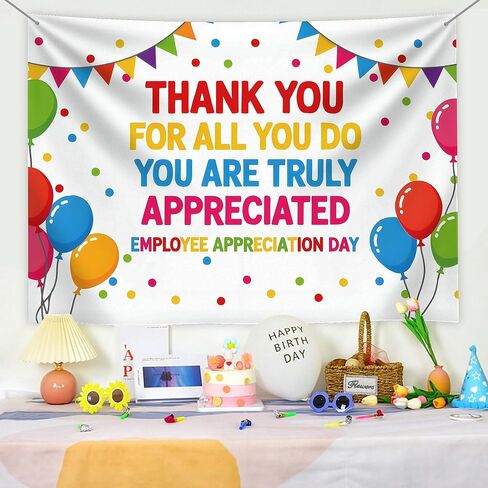 We Appreciate You Banner Employee Appreciation Day Backdrop You are Appreciated Staff Team Appreciation Week Background We Appreciate You Blue Gold Photoshoot Banner Props 73x42inch in Saudi Arabia