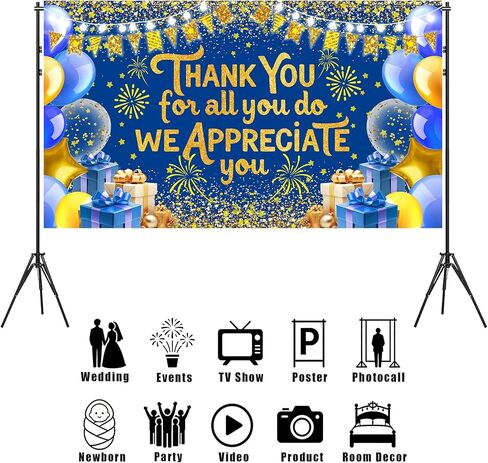 We Appreciate You Banner Employee Appreciation Day Backdrop You are Appreciated Staff Team Appreciation Week Background We Appreciate You Blue Gold Photoshoot Banner Props 73x42inch in Saudi Arabia