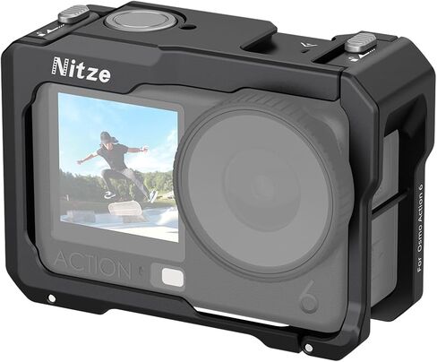 قفص Nitze Action 6 لقفص معدني DJI Osmo Action 6 مع حذاء بارد مدمج، وفتحة تحديد موقع 1/4 بوصة وحامل مغناطيسي سريع التحرير - T-D07A in Kuwait