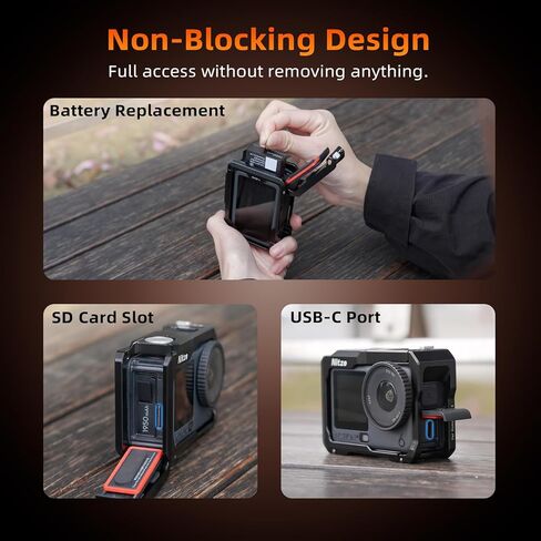 قفص Nitze Action 6 لقفص معدني DJI Osmo Action 6 مع حذاء بارد مدمج، وفتحة تحديد موقع 1/4 بوصة وحامل مغناطيسي سريع التحرير - T-D07A in Kuwait