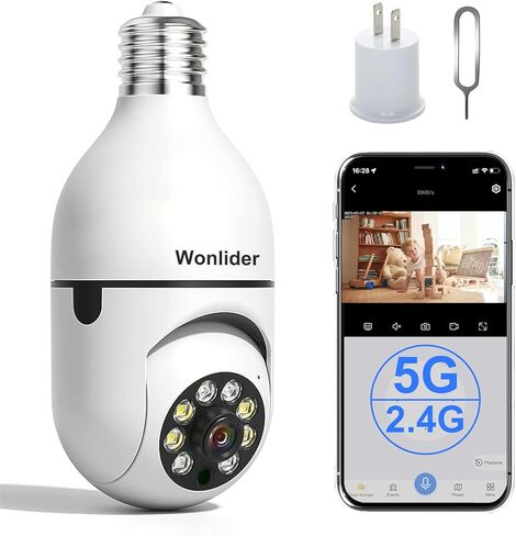 كاميرا المصباح الكهربائي 5G و2.4G واي فاي ثنائي النطاق، كاميرا أمان PTZ، كاميرا 5G، واي فاي 6 كاميرات مراقبة منزلية مزدوجة النطاق، E27 كاميرا بانورامية 360 درجة مع دفع إنذار in Kuwait