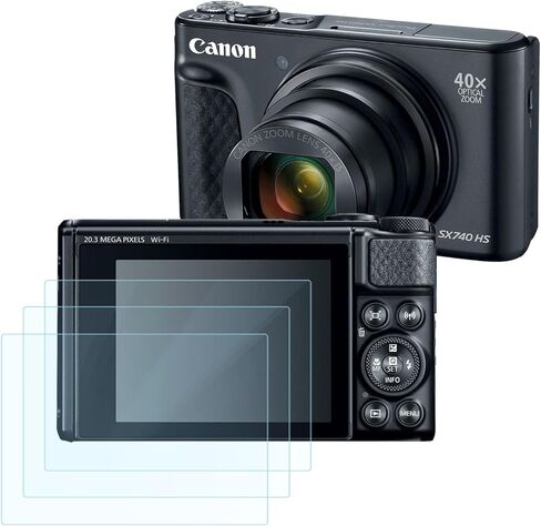 واقي شاشة Canon Powershot SX740 HS - [3 عبوات] طبقة من الزجاج المقوى عالي الدقة [مضاد لبصمات الأصابع] [مضاد للخدش] [خالٍ من الفقاعات] متوافق مع كاميرا Canon Powershot SX740 HS الرقمية in Kuwait