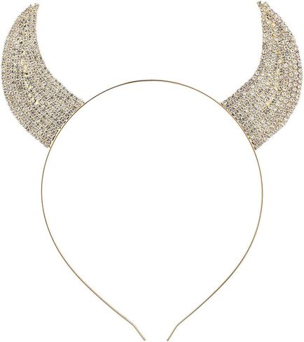 LUX ACCESSORIES Halloween Girls Festive Rhinestone Bling Devil Horn Ears Costume Headband in Saudi Arabia