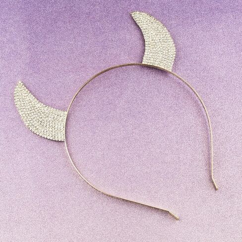 LUX ACCESSORIES Halloween Girls Festive Rhinestone Bling Devil Horn Ears Costume Headband in Saudi Arabia