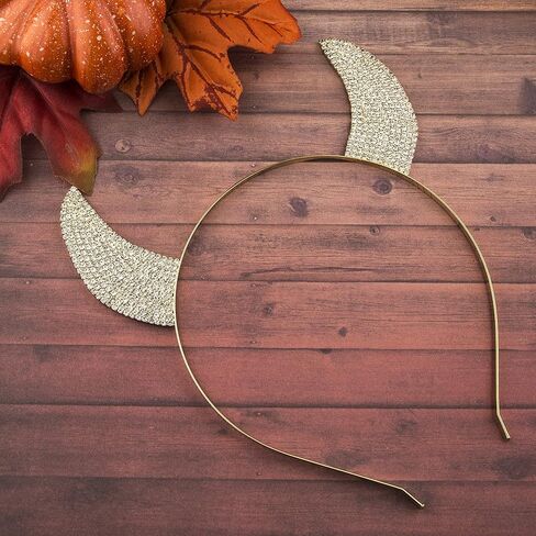 LUX ACCESSORIES Halloween Girls Festive Rhinestone Bling Devil Horn Ears Costume Headband in Saudi Arabia