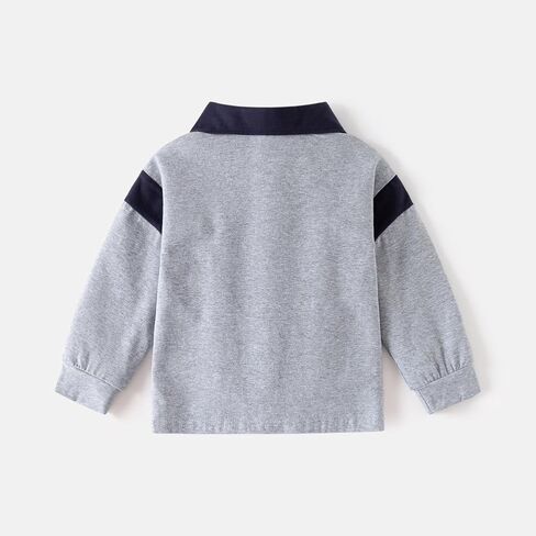 Boys Spring Autumn Sweatshirt Lapel Button Long Sleeve Casual Pullover Top in Saudi Arabia