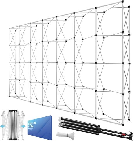 10x17 FT Pop Up Display Stand Portable Tension Fabric Backdrop Booth Frame with Carrying Bag Collapsible Stand Only for Wedding Exhibition Events in Kuwait