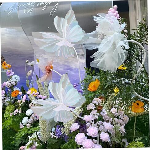 Large Butterfly Decorations, 3pcs 20inch Iridescent Gauze Giant Butterflies, Big 3D Butterfly for Wedding Decor, Photography Props and DIY Craft (White) in Kuwait