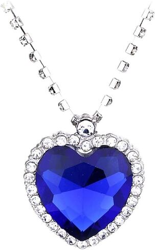 HEYu jewelry Titanic Heart Of The Ocean Love Heart Shaped Necklace With Royal Blue Crystal Pendant For Women Wife in Saudi Arabia