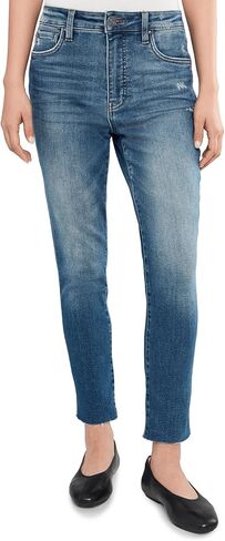 KUT from the Kloth Reese High-Rise Fab AB Ankle Straight Raw Hem in Relieve Relieve 16 27 in Kuwait