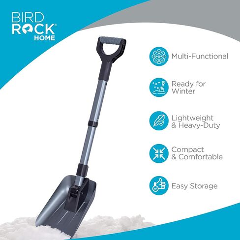 BIRDROCK HOME مجرفة ثلجية قابلة للطي في حالات الطوارئ مقاس 34 بوصة للسيارة | صغيرة ومدمجة | أداة للتخييم على الجليد، والتزلج، وعربات الثلوج، والبقاء على قيد الحياة في الانهيار الجليدي | ألومنيوم خفيف الوزن وبلاستيك ABS | أحمر in Saudi Arabia