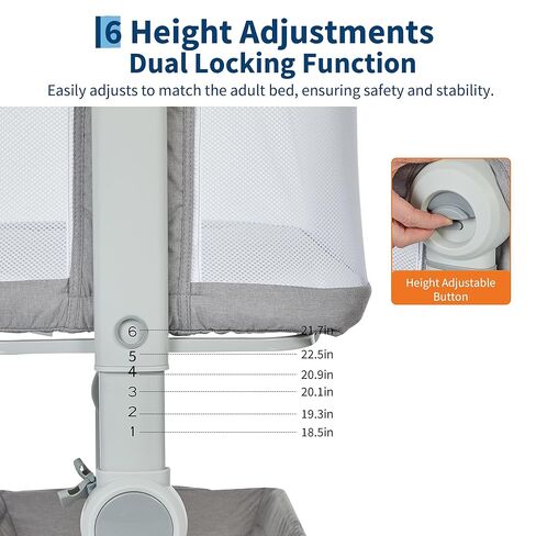 Baby Bassinet, 3-in-1 Portable Bedside Sleeper for Newborn All Mesh Sides Breathable with 6 Height Adjustments, 1-7° Anti-Reflux Incline, Detachable Mosquito Net, Storage Basket & 360° Lockable Wheels in Kuwait