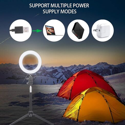ضوء حلقة USB مقاس 6 بوصة مع ضوء ملء LED قابل للتعتيم، 3 درجات حرارة ألوان، يتضمن حامل ثلاثي القوائم لسطح المكتب وعصا سيلفي للبث المباشر والمكياج والتصوير الفوتوغرافي in Kuwait