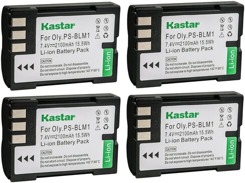 بطارية Kastar BLM1 بديلة مكونة من 4 قطع لبطارية Olympus BLM-1 BLM-1S، BLM-01 BLM01، PS-BLM1، بطارية وشاحن BCM-2، مقبض بطارية Olympus HLD-2، مقبض بطارية HLD-4 in Kuwait