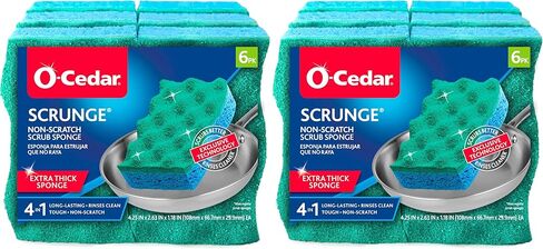 إسفنجة تنظيف متعددة الأغراض من O-Cedar (عبوة من 6 قطع) غير قابلة للخدش ومقاومة للرائحة تنظف جميع الأسطح الصلبة في المطبخ والحمام بأمان، عدد 6 (عبوة من قطعة واحدة)، أزرق in Kuwait