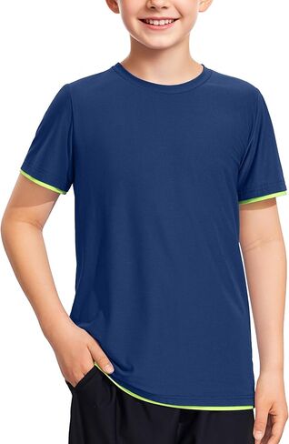 Boys Shirt Athletic Quick Dry Short Sleeve Mesh Crew Neck Kids Sports T Shirts for Youth in Saudi Arabia