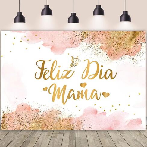 AIBIIN 7x5ft Feliz Dia Mama خلفية عيد الأم السعيدة ديكورات الحفلات أفضل أم على الإطلاق أحمر الخدود الوردي المائية الغيوم الذهب بريق خلفية التصوير الفوتوغرافي للنساء بفضل عيد الأم صور كشك الدعائم in Kuwait