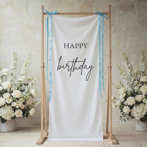 Tingjoo 27 × 78 Inch Happy Birthday Fabric Banner Long Birthday Party Decorations Backdrop Coquette Rustic Photo Props Sign with Bow Hanging String for Party Yard Wall Decor(Pink) in Saudi Arabia
