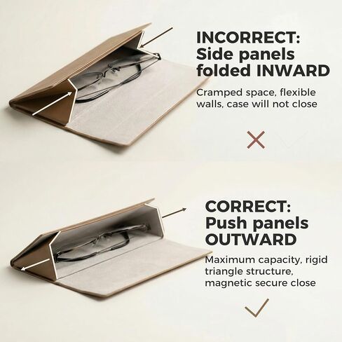 Slim Foldable Case - Premium Vegan Leather Triangle Holder for Reading Glasses & Optical Frames in Saudi Arabia