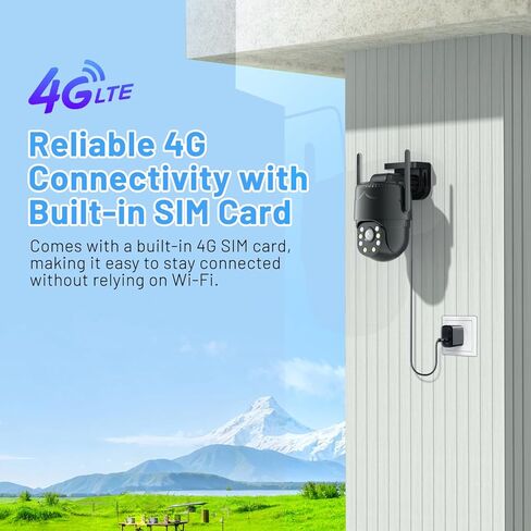 كاميرا أمان خلوية 4G LTE لا حاجة إلى شبكة WiFi للاستخدام الداخلي الخارجي، تعمل بالقابس، قبة قابلة للإمالة، تنبيهات الحركة، صوت ثنائي الاتجاه، خطة بيانات غير محدودة للرسوم الشهرية، بطاقة SIM مدمجة in Kuwait