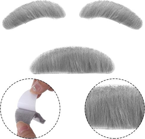 5Pcs Grandpa Old Man Costume Kit - Flat Hat, Glasses, Inflatable Cane, Fake Gray Mustache and Eyebrows Set in Saudi Arabia