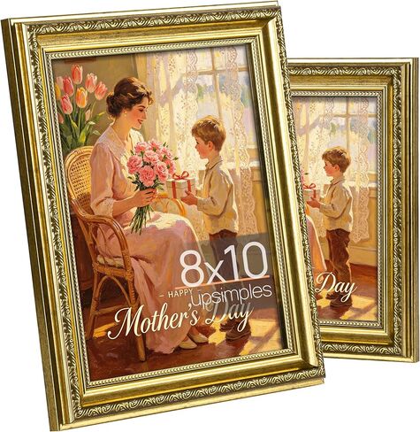 upsimples 5x7 Picture Frame with Real Glass, Ornate Vintage 5 x 7 Photo Frames for Wall Decor or Tabletop Display, Gold, 2 Pack in Saudi Arabia