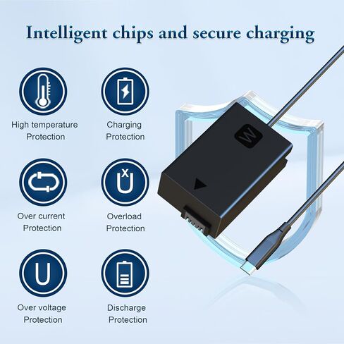 بطارية الدمية USB من النوع C NP-FW50 بديلة لبطارية الكاميرا NP-FW50، مناسبة لكاميرا Sony ZV-E10، A3000، A5000، A5100، A6000، A6100، A6300، A6400، A6500، A7، A7II، A7S، A7SII، RX10 II IV in Kuwait