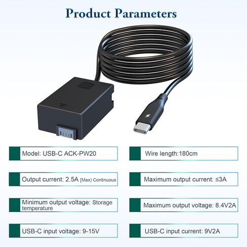 بطارية الدمية USB من النوع C NP-FW50 بديلة لبطارية الكاميرا NP-FW50، مناسبة لكاميرا Sony ZV-E10، A3000، A5000، A5100، A6000، A6100، A6300، A6400، A6500، A7، A7II، A7S، A7SII، RX10 II IV in Kuwait