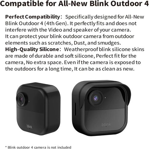 Tonton Silicone Case Cover for All-New Blink Outdoor 4 (4th Gen), Weatherproof Silicone Protective Skin with Sun Hood, Full Camera Protection for Blink Outdoor 4 Smart Security Camera, Black (1 Pack) in Saudi Arabia