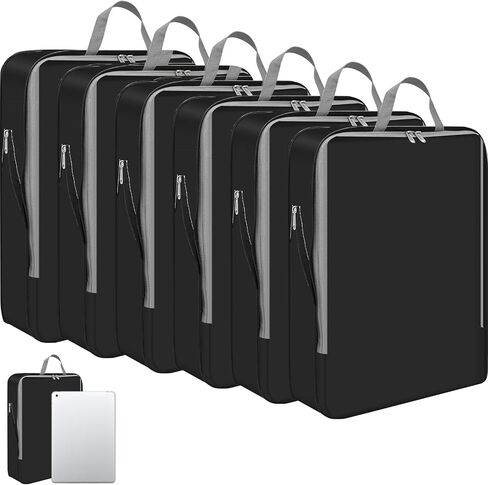 Hosuly 6 PCS 17.3 × 12.6 '' Compression Packing Cube Bag Extra Travel Travel Expression Saceporting XL لتخزين الأمتعة (ملونة) in Saudi Arabia