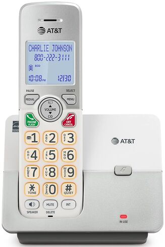 AT&T 2-Handset DECT 6.0 هاتف منزلي لاسلكي مع شاشة LCD وجهاز الرد على المكالمات. لوحة مفاتيح مضاءة، معرف المتصل/انتظار المكالمات، مكبر صوت مقلد مزدوج الاتجاه، وضع صديق للبيئة وهادئ، اتصال داخلي: EL1121-2 in Kuwait